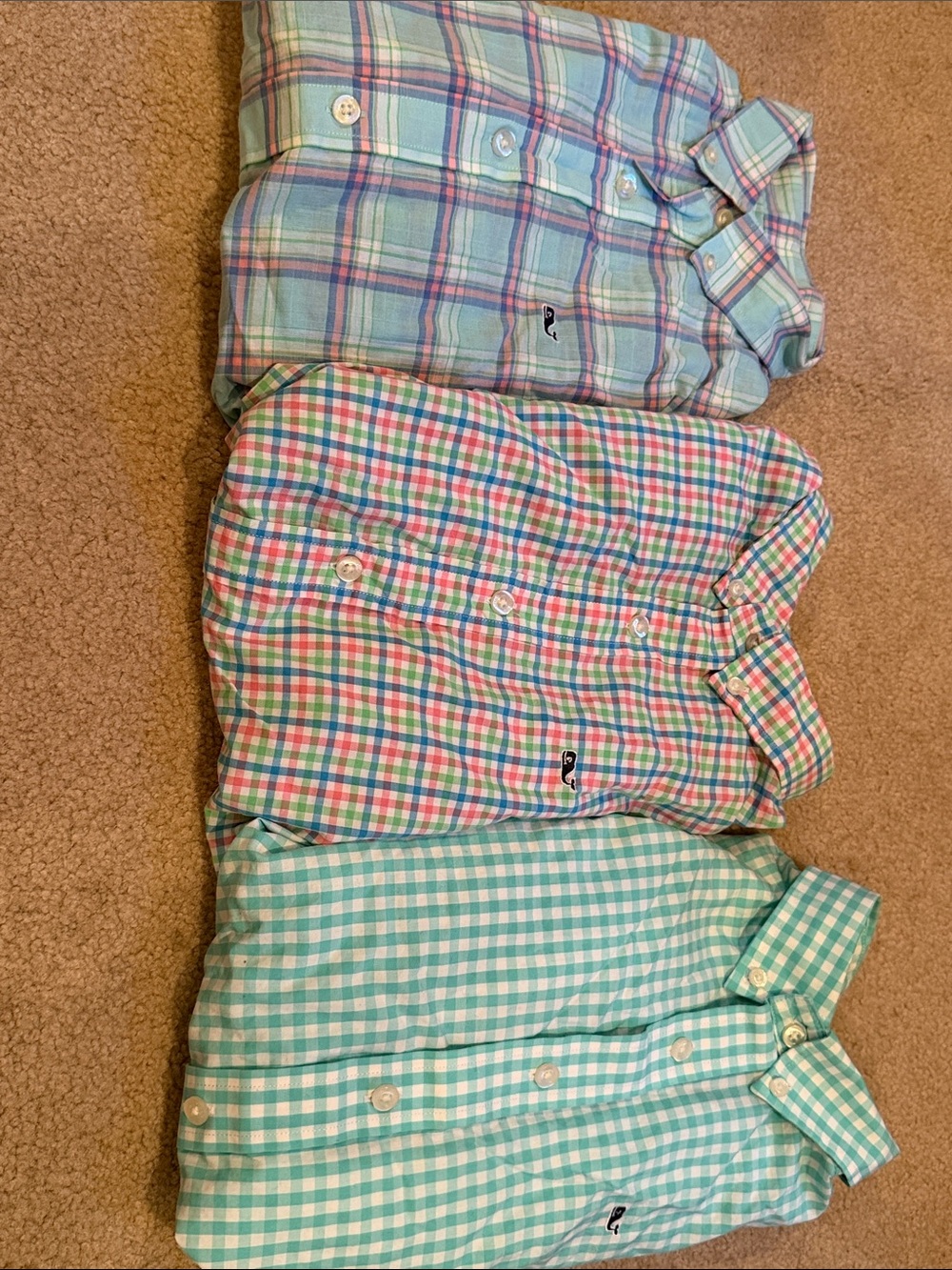 Vineyard Vines Pastel Plaid and Gingham Button-Down Shirts in Mint, Pink, Blue
